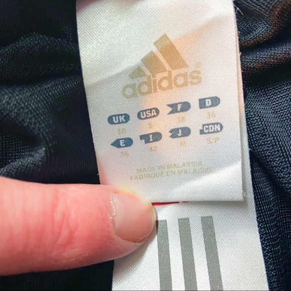 Adidas three stripe black blue cinch waist cropped athletic pants S - Picture 5 of 10